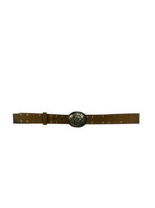 cintura donna cammello con fibbia tonda BaxLab Milano | M72OV-106